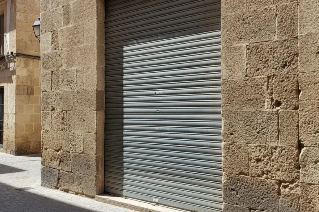 Instalación de cierre metálico enrollable en local comercial en Jerez de la Frontera